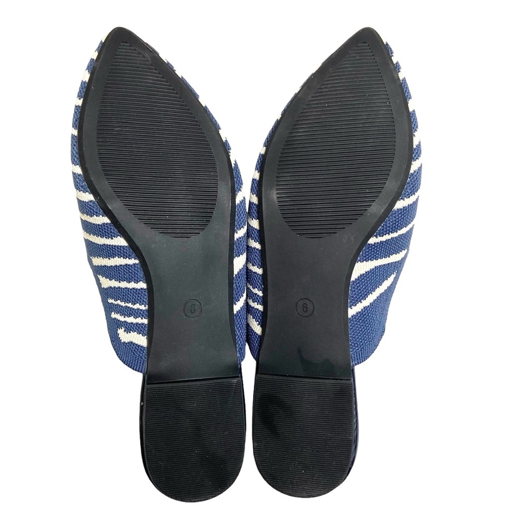 TILOCOW Blue Zebra Stripe Pointed Toe Knit Mules - Picture 11 of 16
